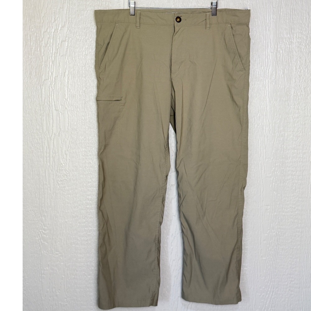 LB Tech Mens Classic Fit Khaki Tan Hiking Travel Performance Pants 42x30 Stretch